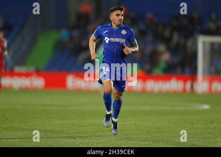 Getafe, Espagne.25 octobre 2021.Mauro Arambarri (Getafe) football : match espagnol 'la Liga Santander' entre Getafe CF 0-3 RC Celta de Vigo au Colisée Alfonso Perez à Getafe, Espagne .Crédit: Mutsu Kawamori/AFLO/Alay Live News Banque D'Images