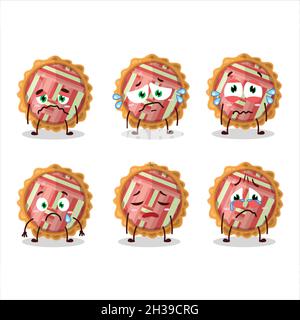 Rhubarb pie personnage de dessin animé avec une triste expression.Illustration vectorielle Illustration de Vecteur