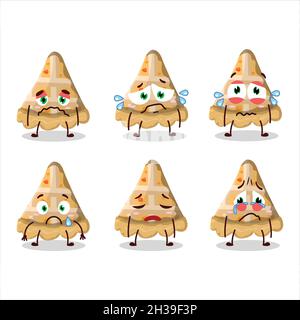 Tranche de tarte pêche personnage de dessin animé avec une expression triste.Illustration vectorielle Illustration de Vecteur