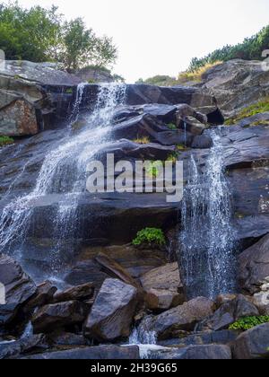 Cascade sous le sommet de Hoverla Banque D'Images