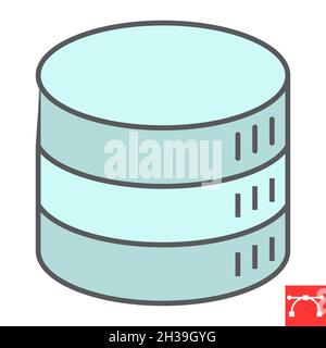 Icône de ligne de couleur de base de données, base de données et stockage, icône de vecteur de serveur, graphiques vectoriels, signe de contour rempli de contour modifiable, eps 10. Illustration de Vecteur
