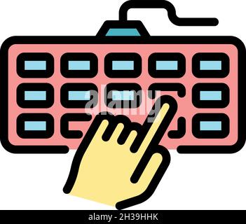 Icône du clavier et du doigt.Contour clavier et doigt vecteur icône couleur isolé plat Illustration de Vecteur