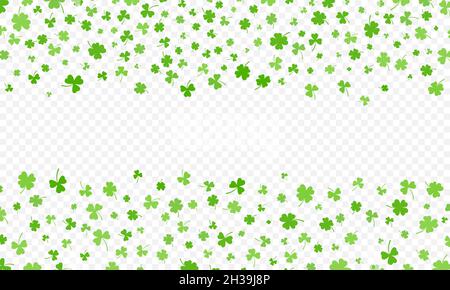 Shamrock ou trèfle vert feuilles fond de modèle plat dessin vectoriel illustration isolée sur fond transparent. Illustration de Vecteur