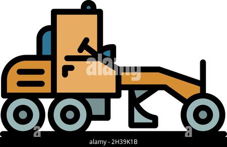 Icône de l'équipement de la niveleuse.Contour de l'équipement de machine de niveleuse vecteur icône de couleur isolée à plat Illustration de Vecteur