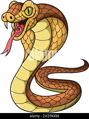 Cartoon king cobra snake sur fond blanc Illustration de Vecteur