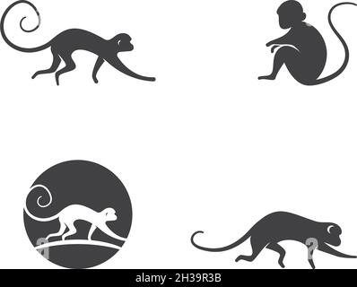 Logo Monkey motif vectoriel plat Illustration de Vecteur