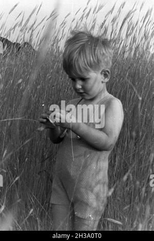 Kleiner Junge beim Camping, Deutschland 1930 er Jahre. Petit camping, Allemagne 1930. Banque D'Images