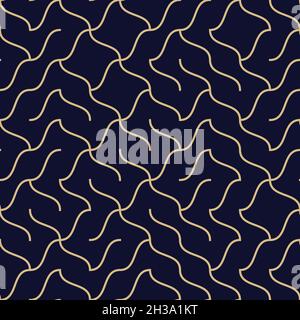 Arrière-plan de motif géométrique sans couture.Imprimé graphique simple.Texture de ligne ondulée vectorielle.Nuance moderne.Papier d'emballage minimaliste.Monochrome élégant Illustration de Vecteur