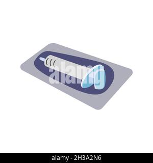 Icône médicale de seringue à injection isolée sur fond blanc illustration plate vecteur de conception Illustration de Vecteur