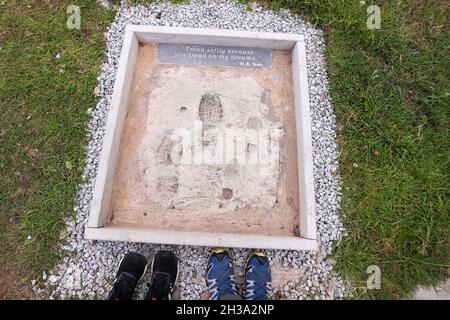 Les sentiers de randonnée de Ronan Way dans le Glen's of Antrim sur la côte d'Antrim à côté de Cushman, en Irlande du Nord. Banque D'Images