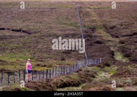 Les sentiers de randonnée de Ronan Way dans le Glen's of Antrim sur la côte d'Antrim à côté de Cushman, en Irlande du Nord. Banque D'Images