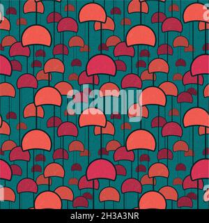 Répétition uniforme.des couleurs et des formes inspirées par 70ies.Lampes suspendues, différentes profondeurs et tailles. Illustration de Vecteur