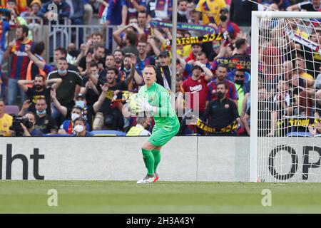 Barcelone, Espagne.24 octobre 2021.Mar-Andre ter Stegen (Barcelone) football : Espagnol 'la Liga Santander' match entre le FC Barcelone 1-2 Real Madrid CF au Camp Nou à Barcelone, Espagne .Crédit: Mutsu Kawamori/AFLO/Alay Live News Banque D'Images