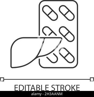 Suppléments pour foie icône linéaire Illustration de Vecteur