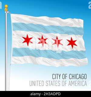 Drapeau de la ville de Chicago, Illinois, États-Unis, illustration vectorielle Illustration de Vecteur