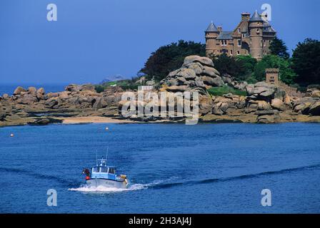 FRANCE.COTES D'ARMOR (22) RÉGION BRETAGNE.CÔTE DE GRANIT ROSE (CÔTE DE GRANIT ROSE).ILE DE COSTAERES (ILE DE COSTAERES) Banque D'Images