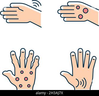 Jeu d'icônes de couleur RVB arthrite en mains Illustration de Vecteur