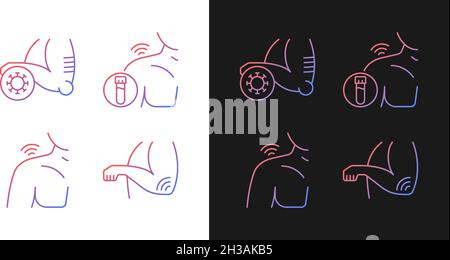 Icônes de gradient de douleur d'épaule et de coude définies pour les modes sombre et clair Illustration de Vecteur