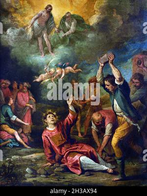 Martyre de Saint Stephen par Giovanni Andrea de Ferrari (1598-1669), non daté, huile sur cuivre Italie, italien, Banque D'Images