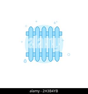 Icône du radiateur de la batterie de chauffage.Illustration du plan de tuyauterie.Style de ligne pleine.Conception monochrome bleue.Contour modifiable.Régler l'épaisseur de ligne. Banque D'Images