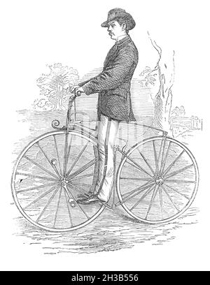 Fantôme boneshaker Vintage Woodcut de 1871 - Anglais Mechanic et World of Science - Antique image Banque D'Images