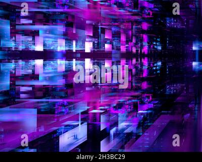 Mur de blocs de verre - illustration TECH 3d abstraite Banque D'Images