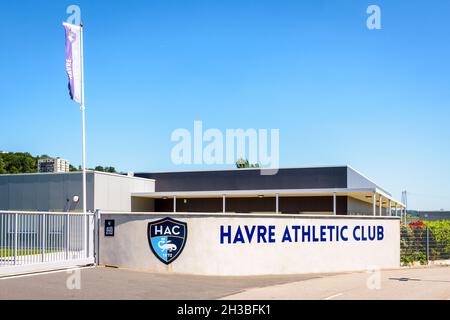 Vue générale du centre d'entraînement du club de football du Havre Athletic Club (HAC) près du Stade Océane au Havre, France. Banque D'Images