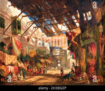 The Carpet Bazaar, le Caire par William James Müller (1812-1845), huile sur panneau, 1843 Banque D'Images