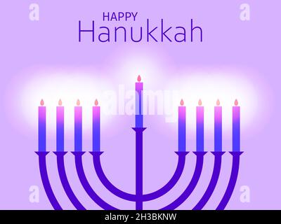 Bonne Hanoukkah.Menorah avec neuf bougies.Carte de voeux pour festival juif.Bougie lumineuse.Conception pour les dépliants d'invitation, les brochures et les promotions Illustration de Vecteur