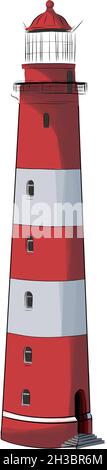 Phare de mer de peintures multicolores.Aquarelle, dessin coloré, réaliste.Illustration vectorielle des peintures Illustration de Vecteur