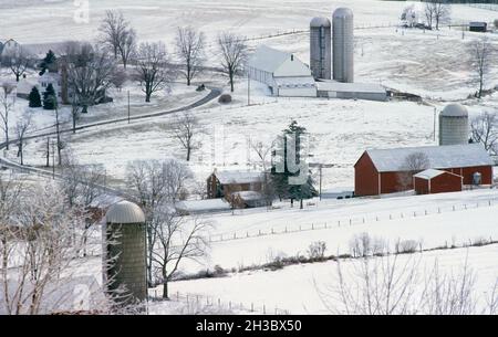 Fermes et paysage dans le comté de Frederick Maryland Banque D'Images