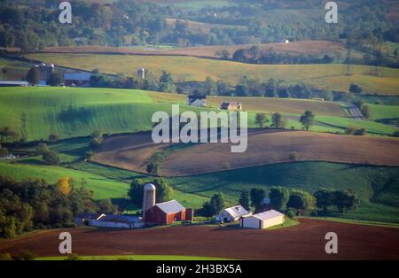 Fermes et paysage dans le comté de Frederick Maryland Banque D'Images