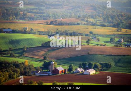 Fermes et paysage dans le comté de Frederick Maryland Banque D'Images