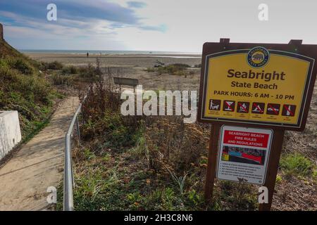 Panneau de plage de l'état de Seabright à Santa Cruz, Californie, États-Unis Banque D'Images