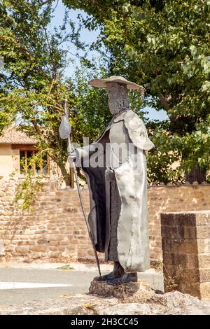 Sculpture sur le Camino de Santiago approche de la ville de Puente la Reina Navarra Espagne par le point de trois routes de Camino rencontre Banque D'Images