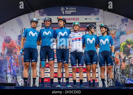 Sheyla Gutiérrez Ruiz, Aude Biannic, Gloria Rodriguez Sanchez, Jelena Eric, Lourdes Oyarbide Jimenez,Alicia Gonzalez Blanco au Women's Tour Banque D'Images