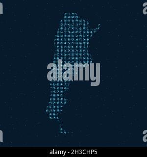 Abstrait pointillé Halftone avec effet étoilé sur fond bleu foncé avec carte de l'Argentine.Sphère et structure de la technologie numérique en pointillés. vect Illustration de Vecteur