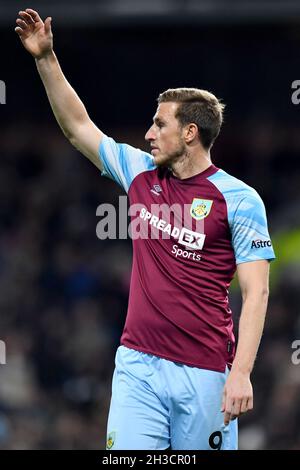 Chris Wood de Burnley pendant le match de la coupe EFL, actuellement connue sous le nom de coupe Carabao, entre Burnley et Tottenham Hotspur à Turf Moor, Burnley, Royaume-Uni.Date de la photo: Jeudi 28 octobre 2021.Le crédit photo devrait se lire: Anthony Devlin Banque D'Images