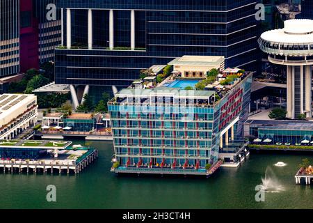 Le Fullerton Bay Hotel, Marina Bay, Singapour. Banque D'Images