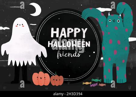 dessin à la main style halloween fond design illustration vectorielle Illustration de Vecteur