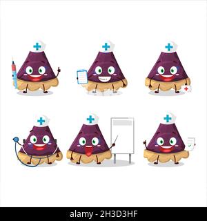 Émoticône de profession de docteur avec une tranche de tourte de blueberry personnage de dessin animé.Illustration vectorielle Illustration de Vecteur