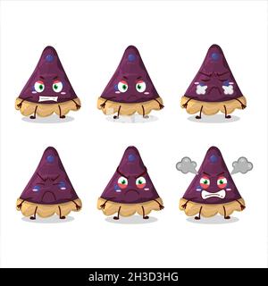 Tranche de personnage de dessin animé de tarte aux myrtilles avec diverses expressions en colère.Illustration vectorielle Illustration de Vecteur
