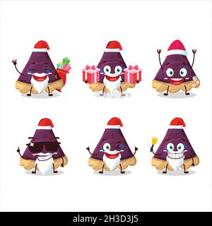 Émoticônes du Père Noël avec une tranche de personnage de dessin animé de tarte aux bleuets.Illustration vectorielle Illustration de Vecteur