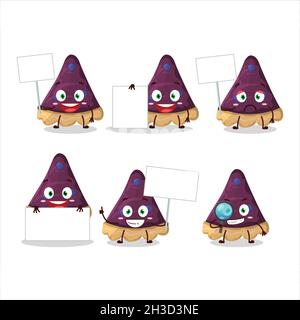 Une tranche de personnage de dessin animé à tarte aux myrtilles apporte un tableau d'information.Illustration vectorielle Illustration de Vecteur