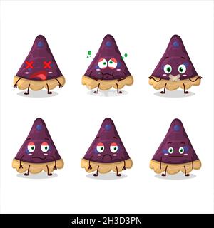 Tranche de personnage de dessin animé de tarte aux myrtilles avec expression de corde.Illustration vectorielle Illustration de Vecteur