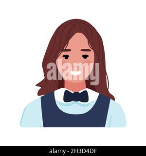 Avatar de fille.Visage d'un étudiant, écolière.Isolé sur un fond blanc.Style de dessin animé.Illustration vectorielle Illustration de Vecteur