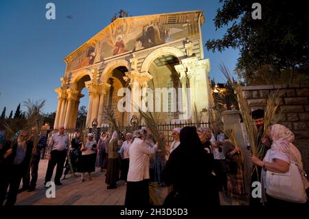 ISRAËL.JÉRUSALEM.PATRIMOINE MONDIAL DE L'UNESCO.SEMAINE SAINTE ORTHODOXE.ÉGLISE DE TOUTES LES NATIONS, ÉGALEMENT APPELÉE BASILIQUE DE L'AGONIE (GETHSEMANE) Banque D'Images