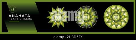 Chakra symboles, coeur chakra - ANAHATA - acceptation, Amour, compassion, sincérité - 'J'AIME' Banque D'Images