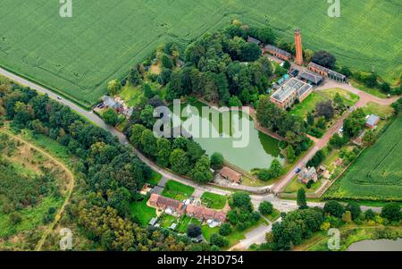 Image aérienne de la station de pompage de Papplewick, dans le Nottinghamshire, Angleterre, Royaume-Uni Banque D'Images