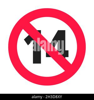 Plus de 14 ans plus l'icône ronde interdite signe illustration vectorielle. Illustration de Vecteur